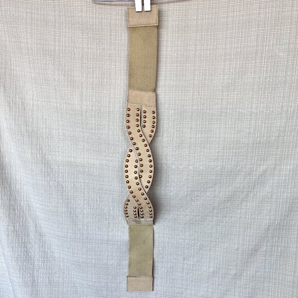 Vintage Wide Statement Suede Leather Corset Belt Gold Studs Boho Maximalist main image 7